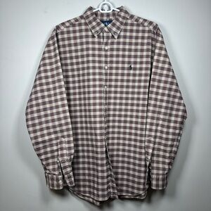 Ralph Lauren Brown Checkered Button-Down Shirt Cotton XL